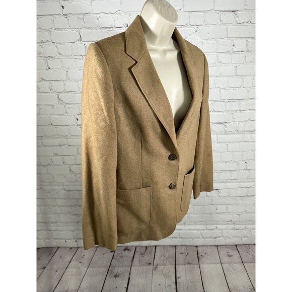 VTG The Fashion Place Solid Brown Wool Blend Two Button Blazer Jacket Women’s 10 - Picture 2 of 9